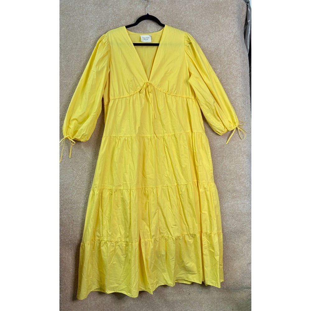 Tuckernuck HYACINTH HOUSE Mila Maxi Dress Women's XL Yellow Tiered Boho Summer